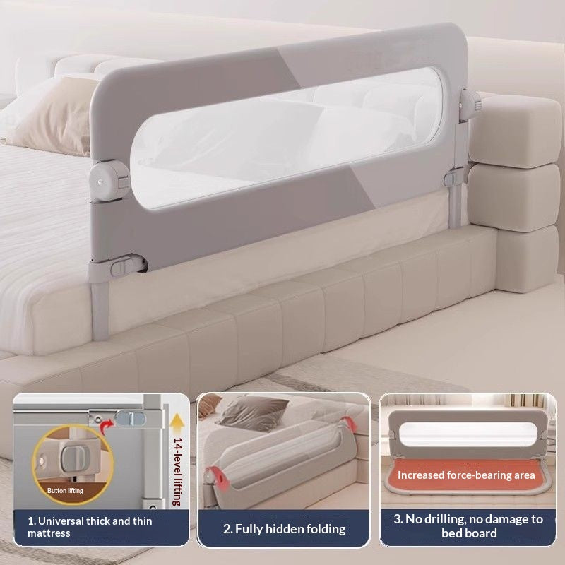 Garde de sécurité ferroviaire à lit bébé réglable Barrière de chevet pliable