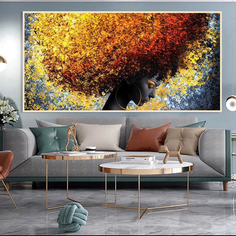 Peinture d'art sur toile Affiche Reine africaine Femmes