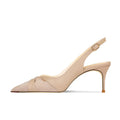 Sandales stiletto pointues confortables avec un orteil fermé et une boucle de cheville strappy