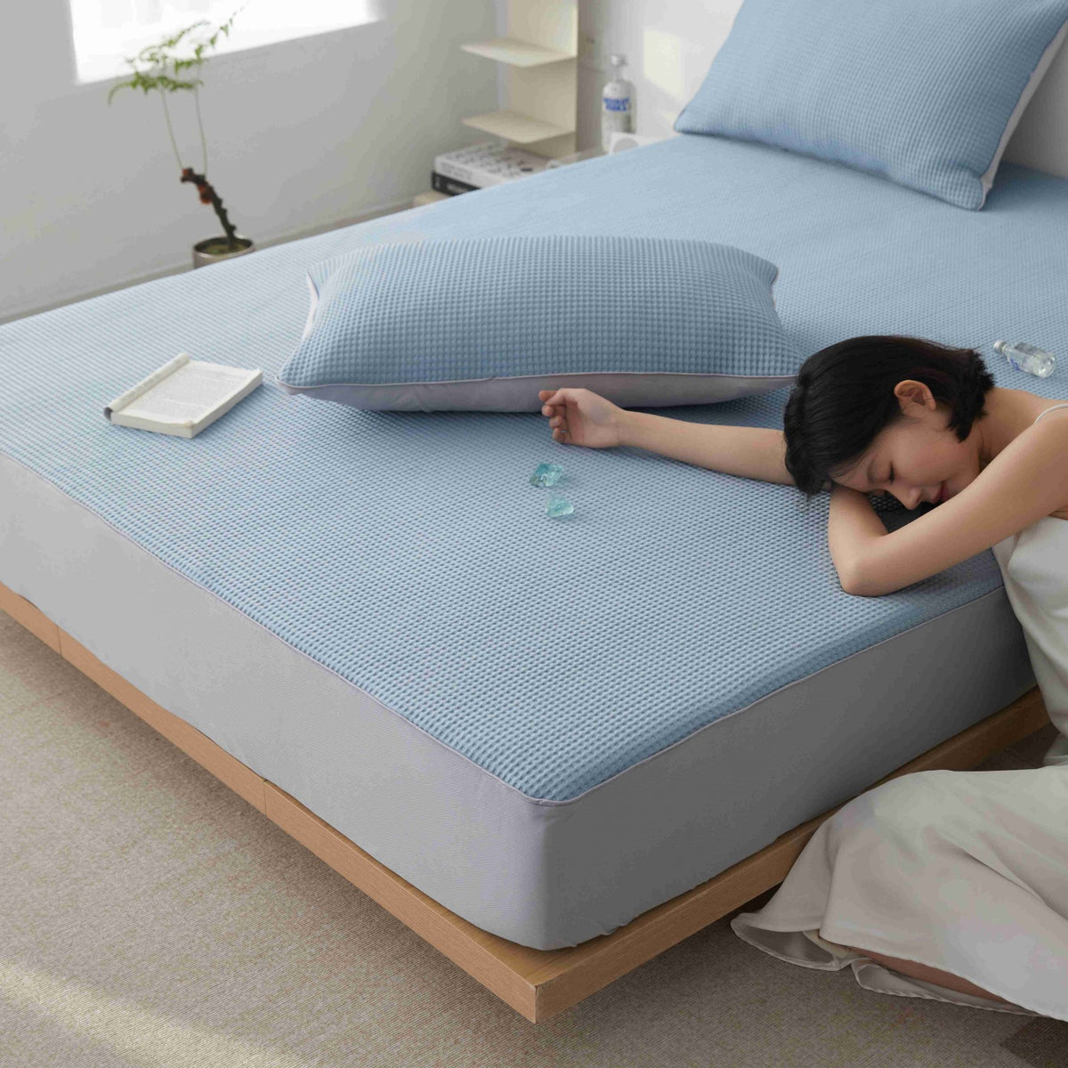 Kit d'oreillers matelas de refroidissement de soie de glace d'été