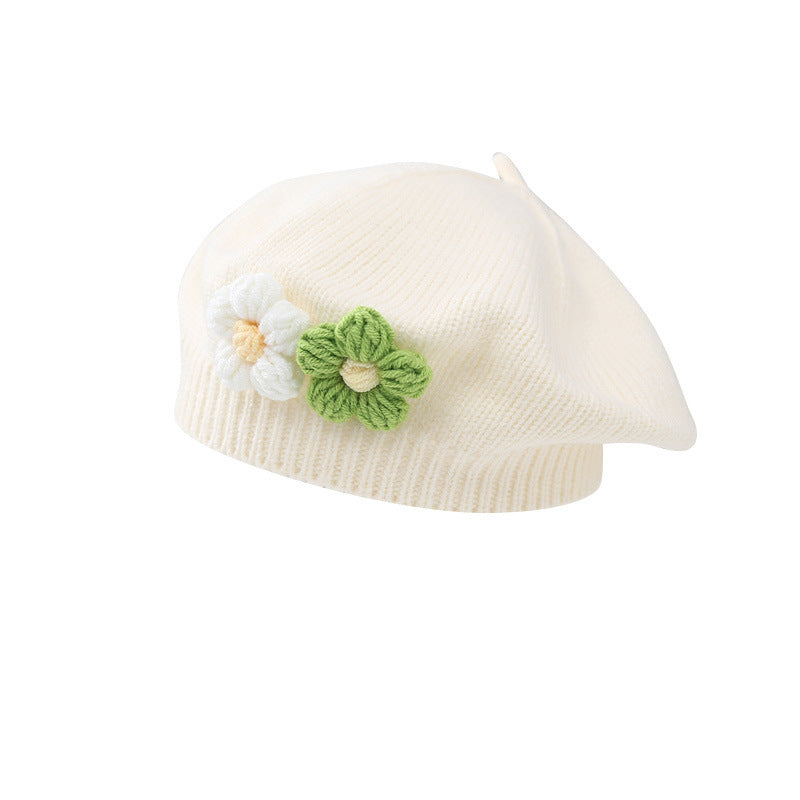 Chapeau bébé fille Béret tricoté en laine