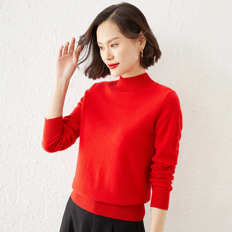 Patchwork à manches longues Sweater Femmes Core-Spun Fil tricoté Top Loose-Fit Fondage tricoté Top