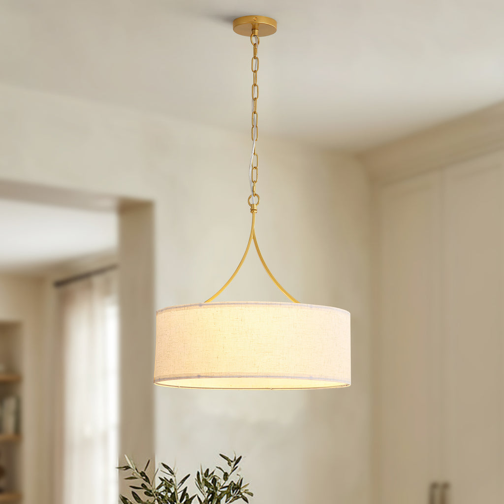 3-Light Fabric Modern Pendant Light