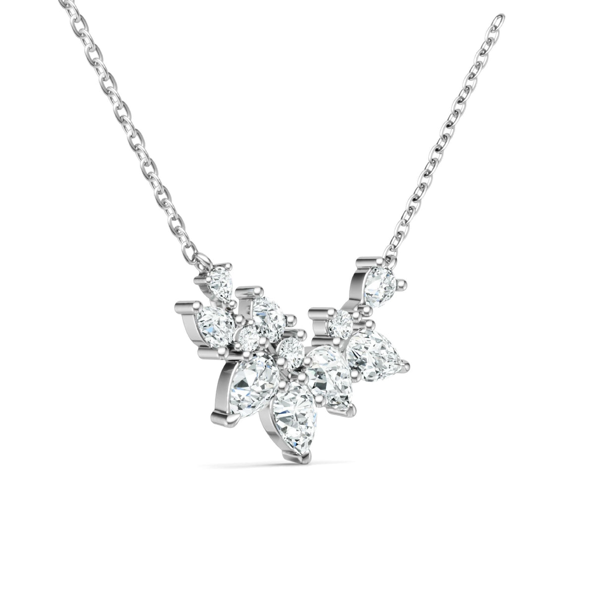S925 Argent 3.4g Collier en moïsanite en grappe