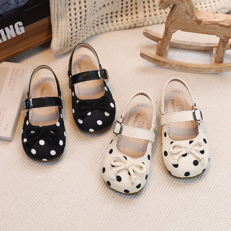 Été Fée Style Bébé Filles Fermé Toe Ballet Sandales Bow Polka Dot Vintage Mary Jane Sh