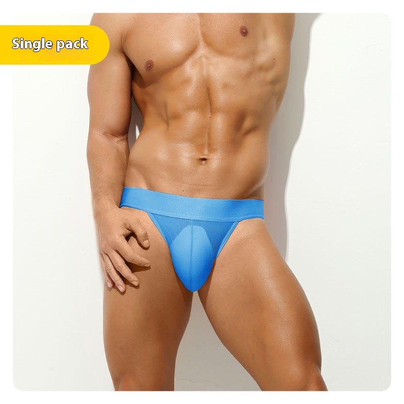 Sous-vêtements confortables translucides à faible taille pour hommes couleur pure