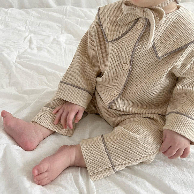 Autumn Baby Waffle Cardigan Set