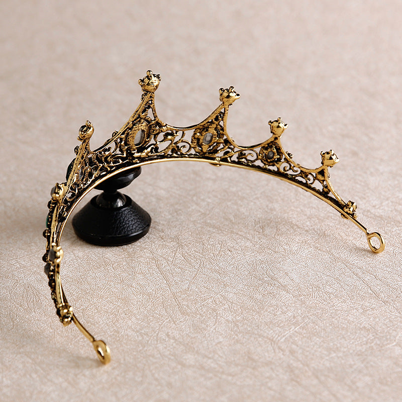 Baroque Rétro Couronne Noire Coiffure de mariée Mariage Accessoires de photo de mariage