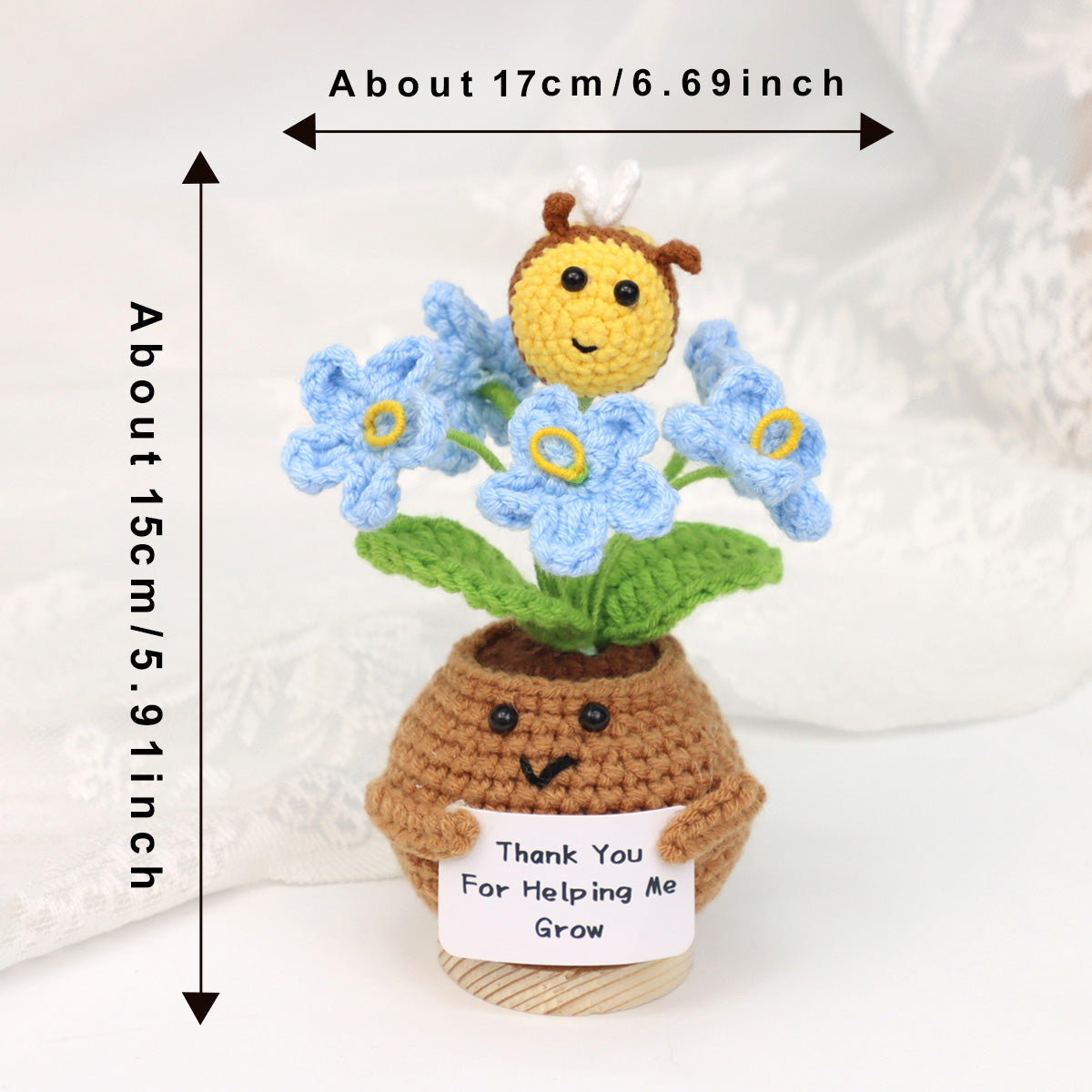 Crochet fait main Bee assorties pot de fleurs ornements fil doux éternelle Crochet Blooms Wi