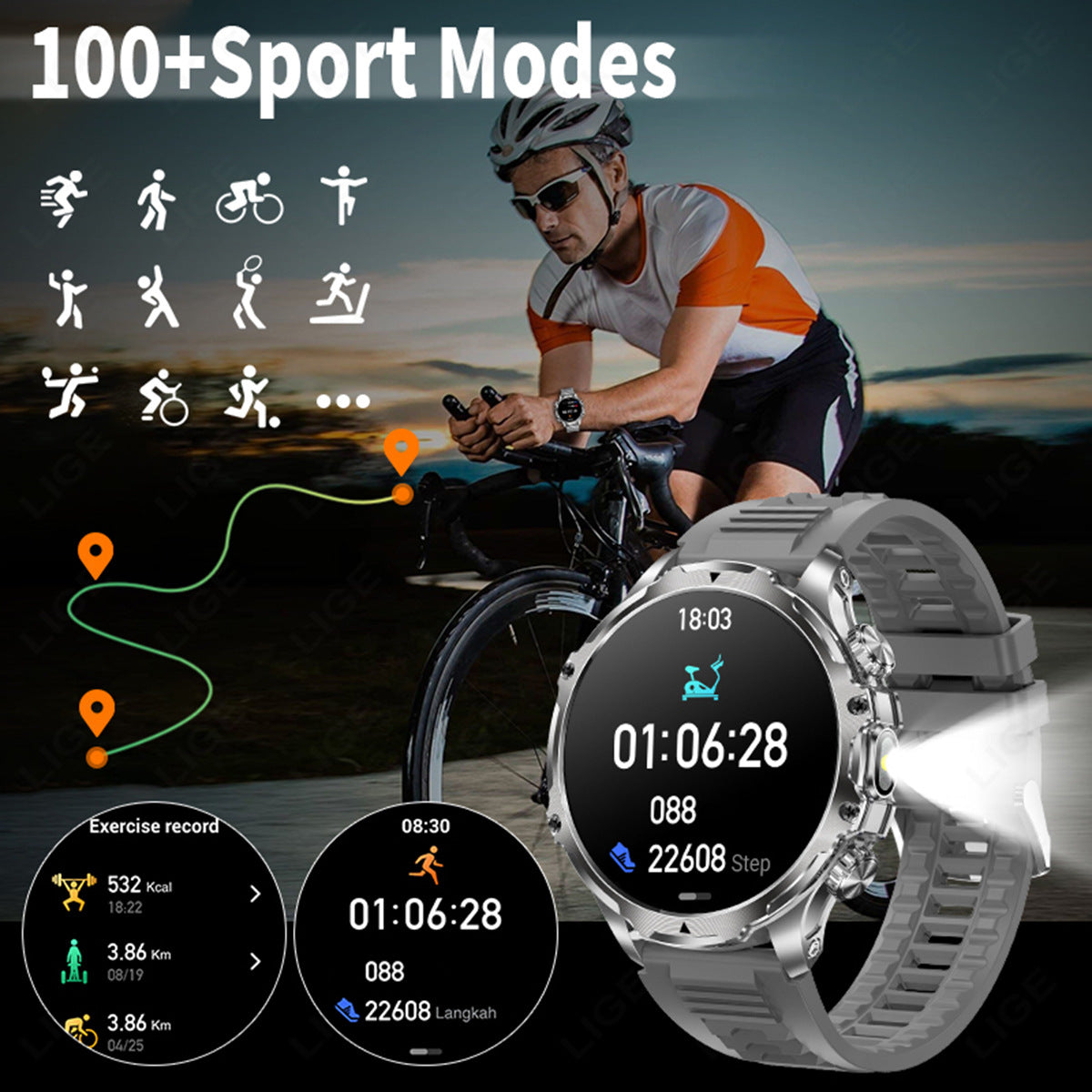 Montre intelligente AK75 avec appel Bluetooth