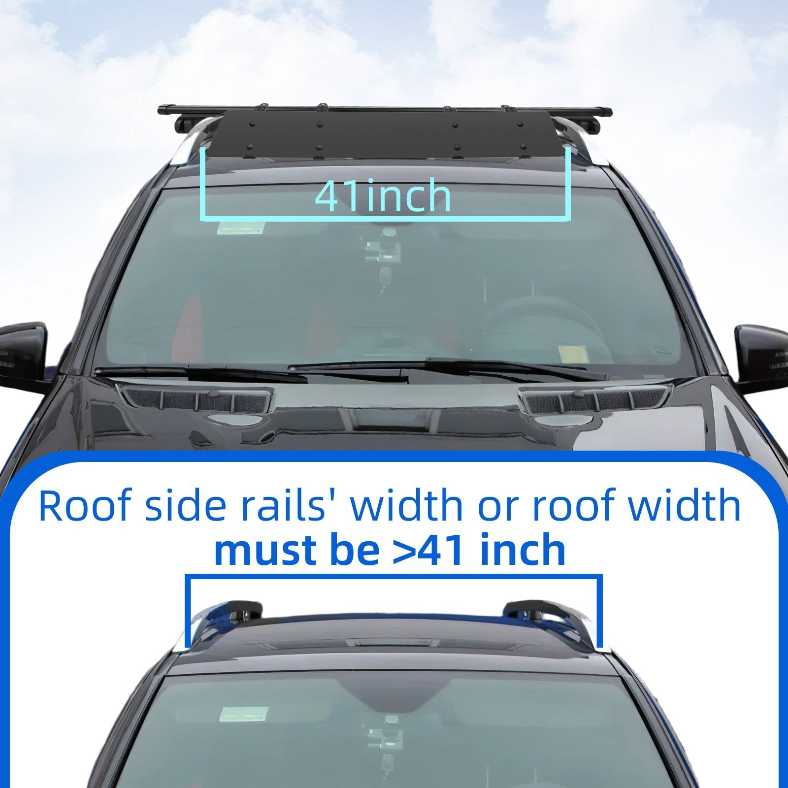 Universally Mount Fit Rooftop 106cm CrossBar Wind Fairing Air Deflector Kit