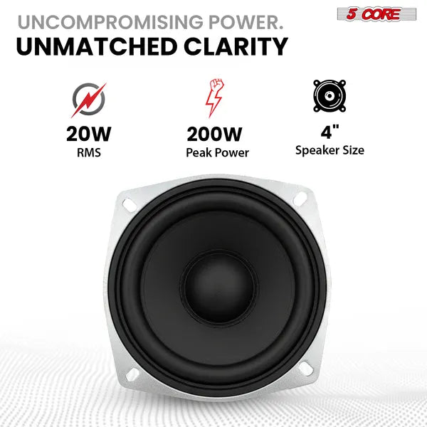 5 Core 4 Inch Subwoofer 200W Auto Audio Sub Woofer 4 Ohm Deep Bass Remplacement Haut-parleur