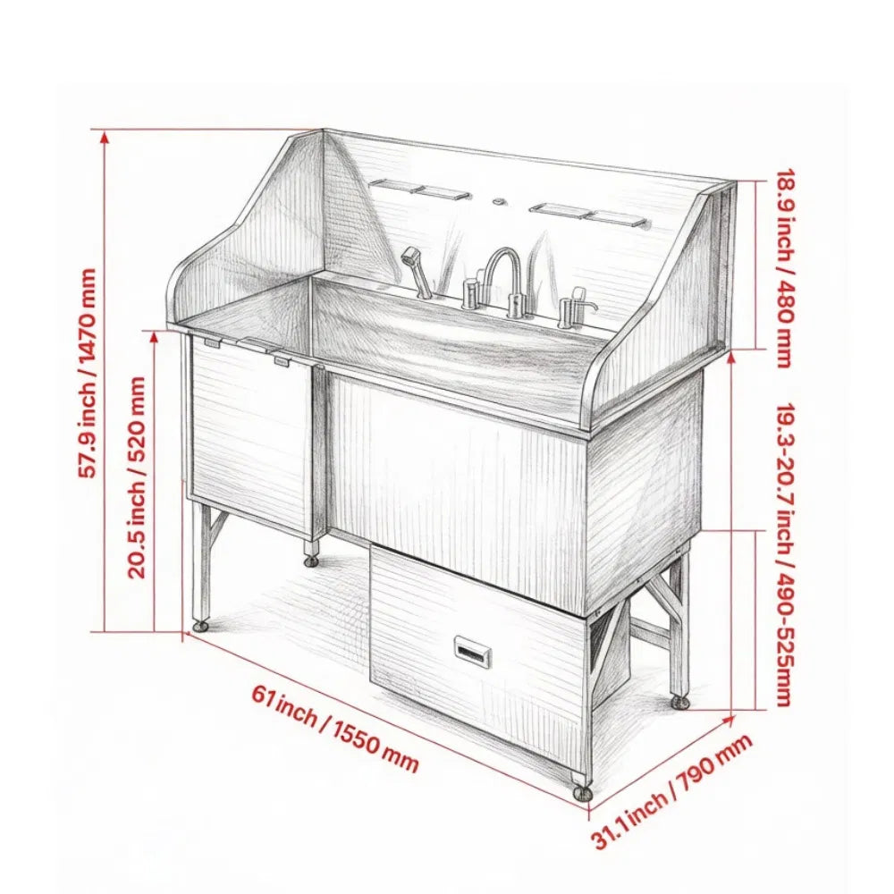 Station de lavage des chiens en acier inoxydable