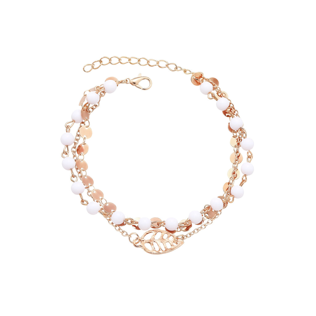 Anklet d'or carré multi-layer mode