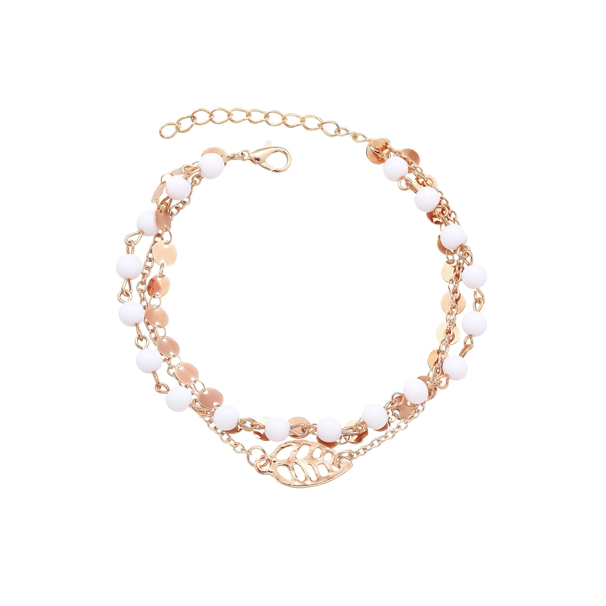 Anklet d'or carré multi-layer mode