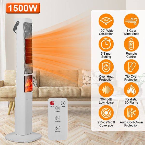 Chauffe-espace oscillant au chauffage rapide - 120° large angle 30% plus rapide chaleur