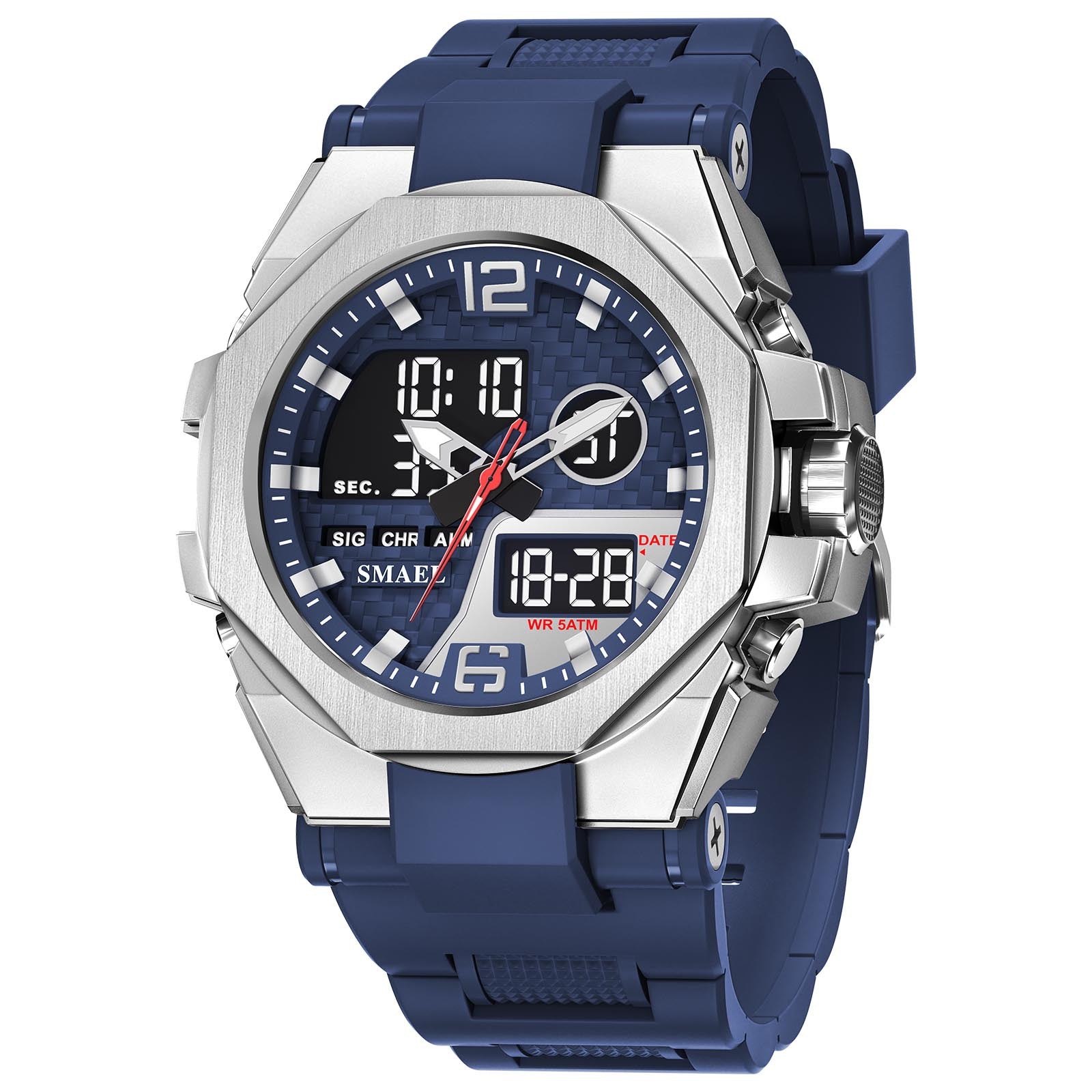 Hommes Sport Outdoor Alliage tactique Montre double affichage