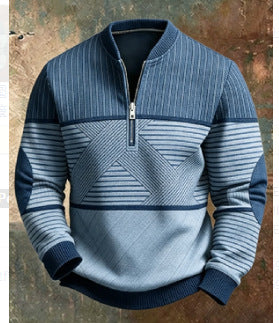 Homme imprimé demi-zip pullover manches longues Hoodie