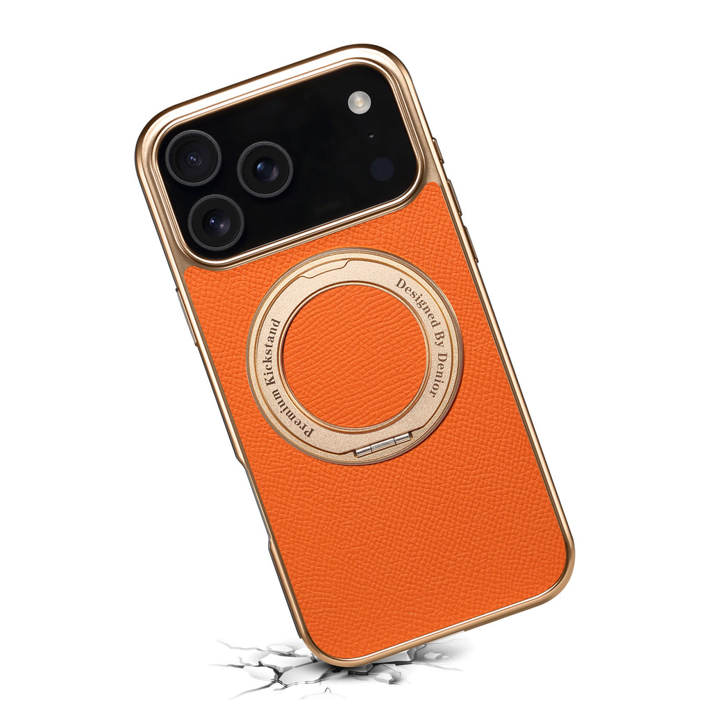 Boîtier de téléphone magnétique en cuir véritable denior