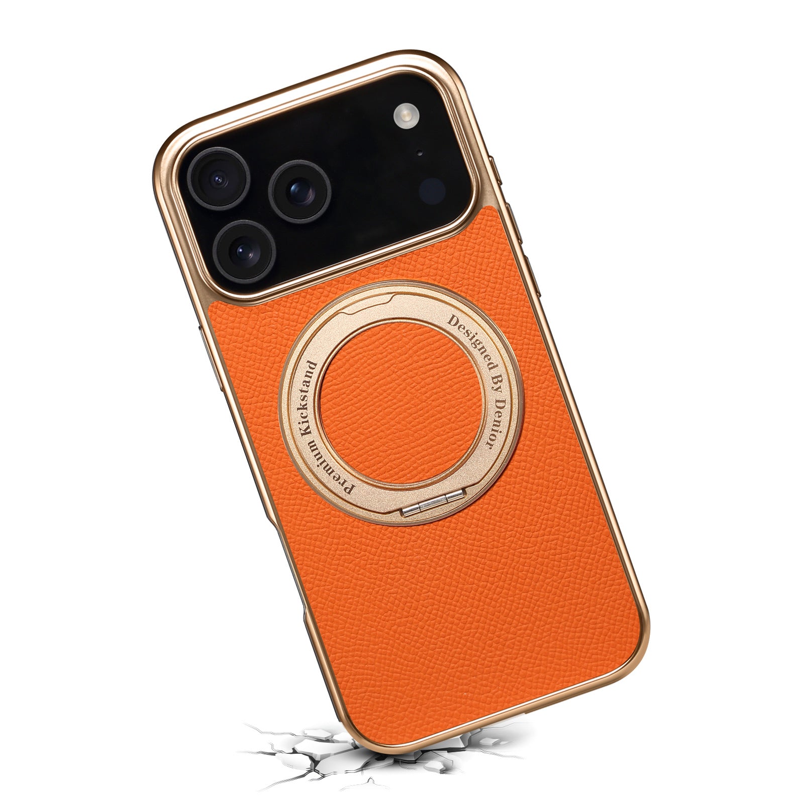 Boîtier de téléphone magnétique en cuir véritable denior