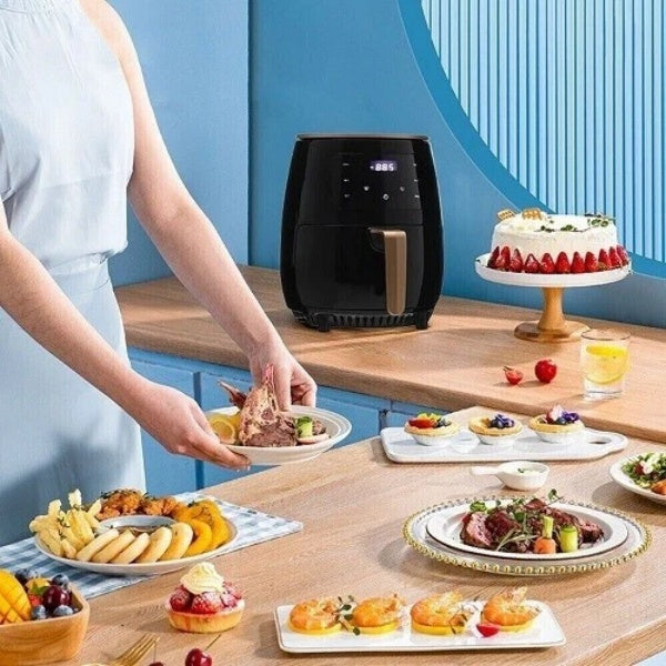 6L Air Fryer Grande capacité écran tactile numérique Mulitifonction huile cuisine gratuite