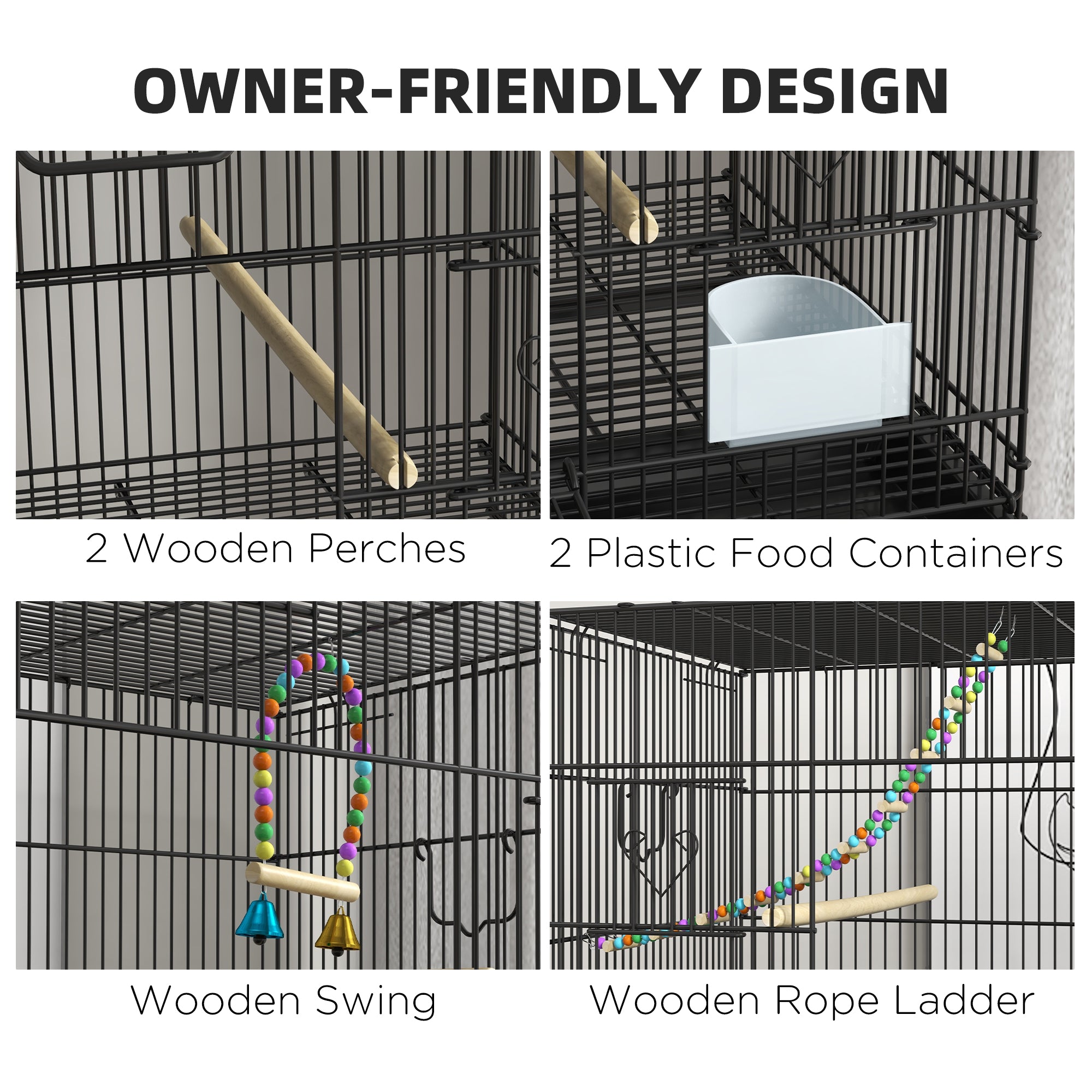 Double cage d'oiseau empilable sur roues avec support