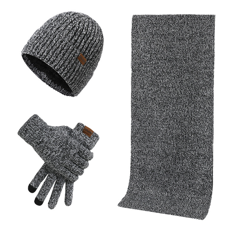 Écharpe de chapeau de tricot thermique et gants Ensemble de trois pièces