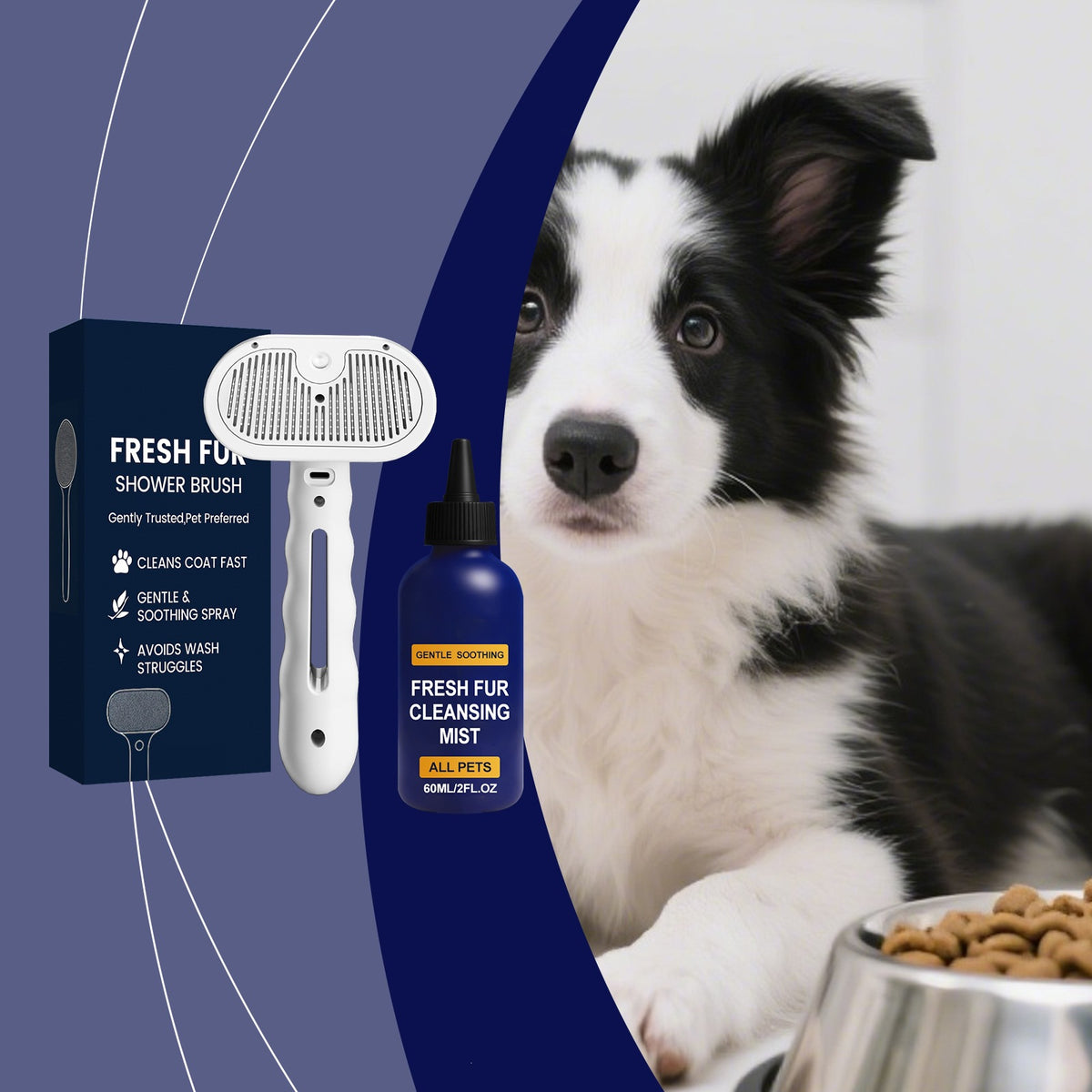Ensemble de spray de nettoyage des cheveux pour animaux de compagnie Adoucissant les cheveux Grooming Knotting Fluffy Smooth Dog Cat Daily C