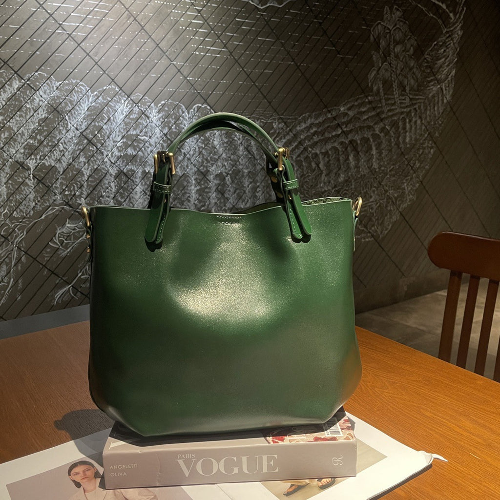 Sac à bandoulière pour femmes en cuir souple de grande capacité