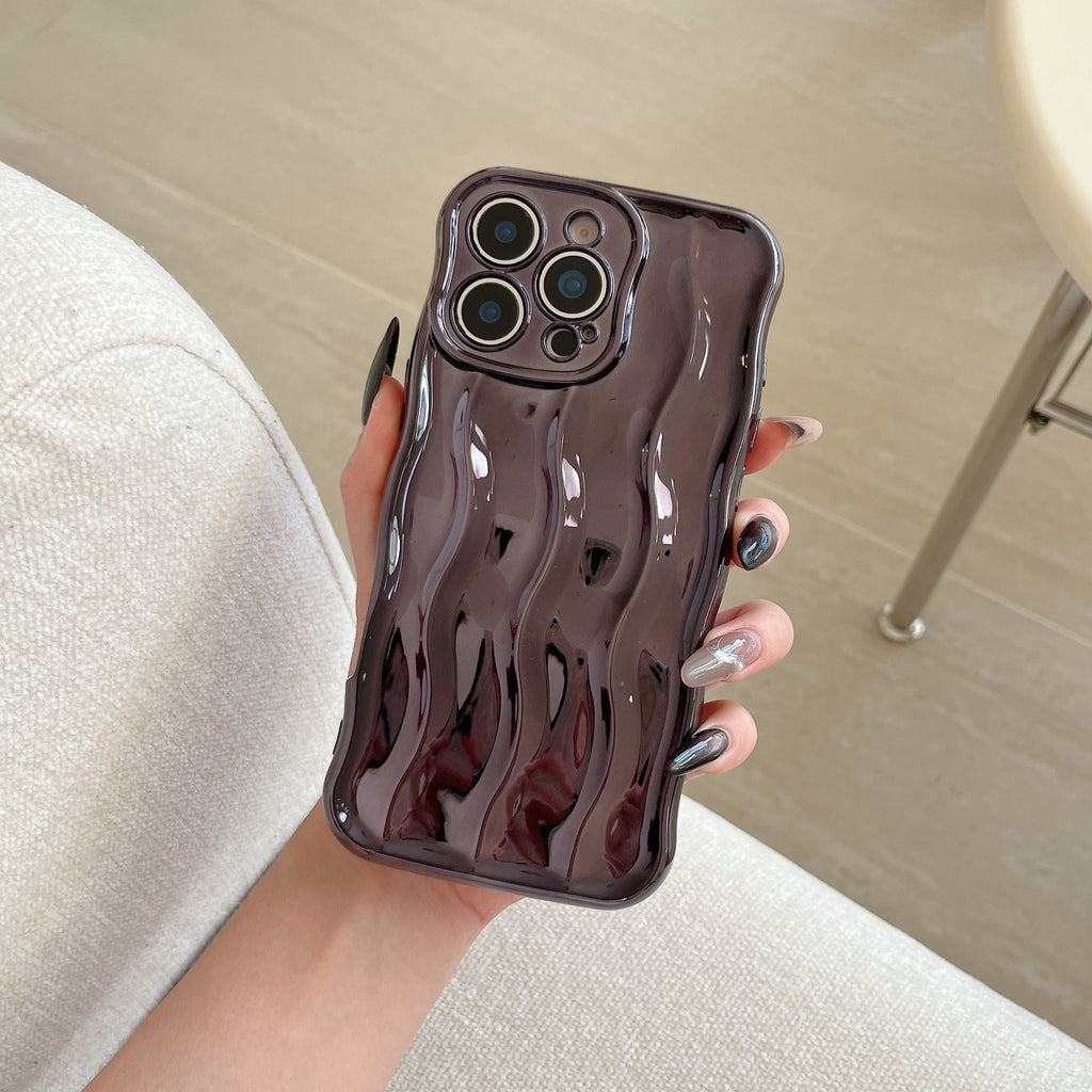 Applicable Electroplating 3-dimensional Wave Stripe Phone Case Protection anti-goutte