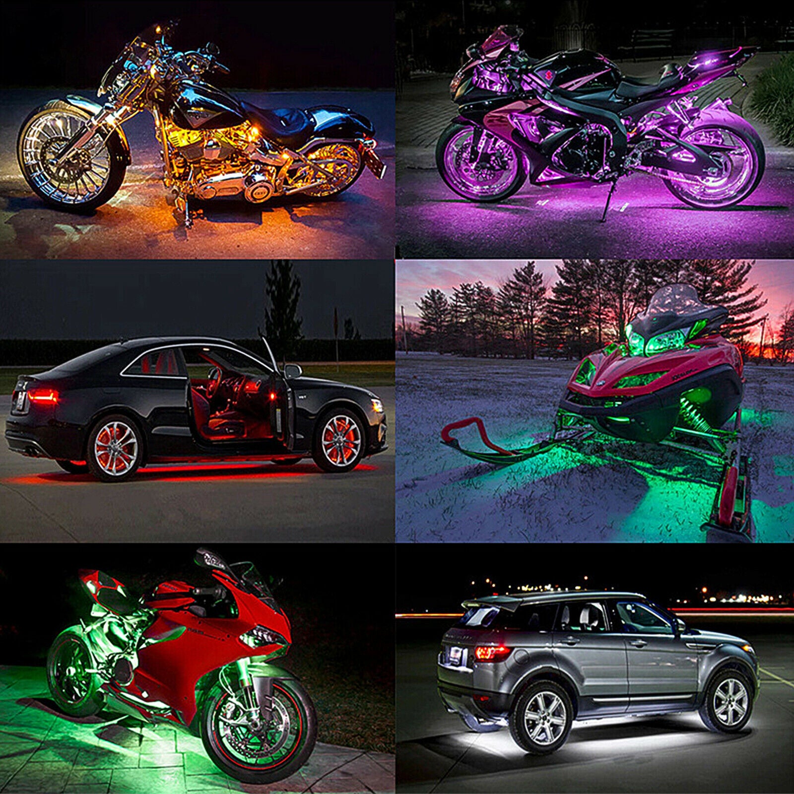 Éclairage ambiant RGB de 7 couleurs avec contrôle d'application moto