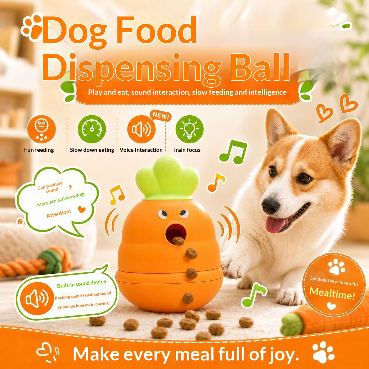 Tumbler Sound-playing Educational Fluffy Freeze-Dried Food Toy