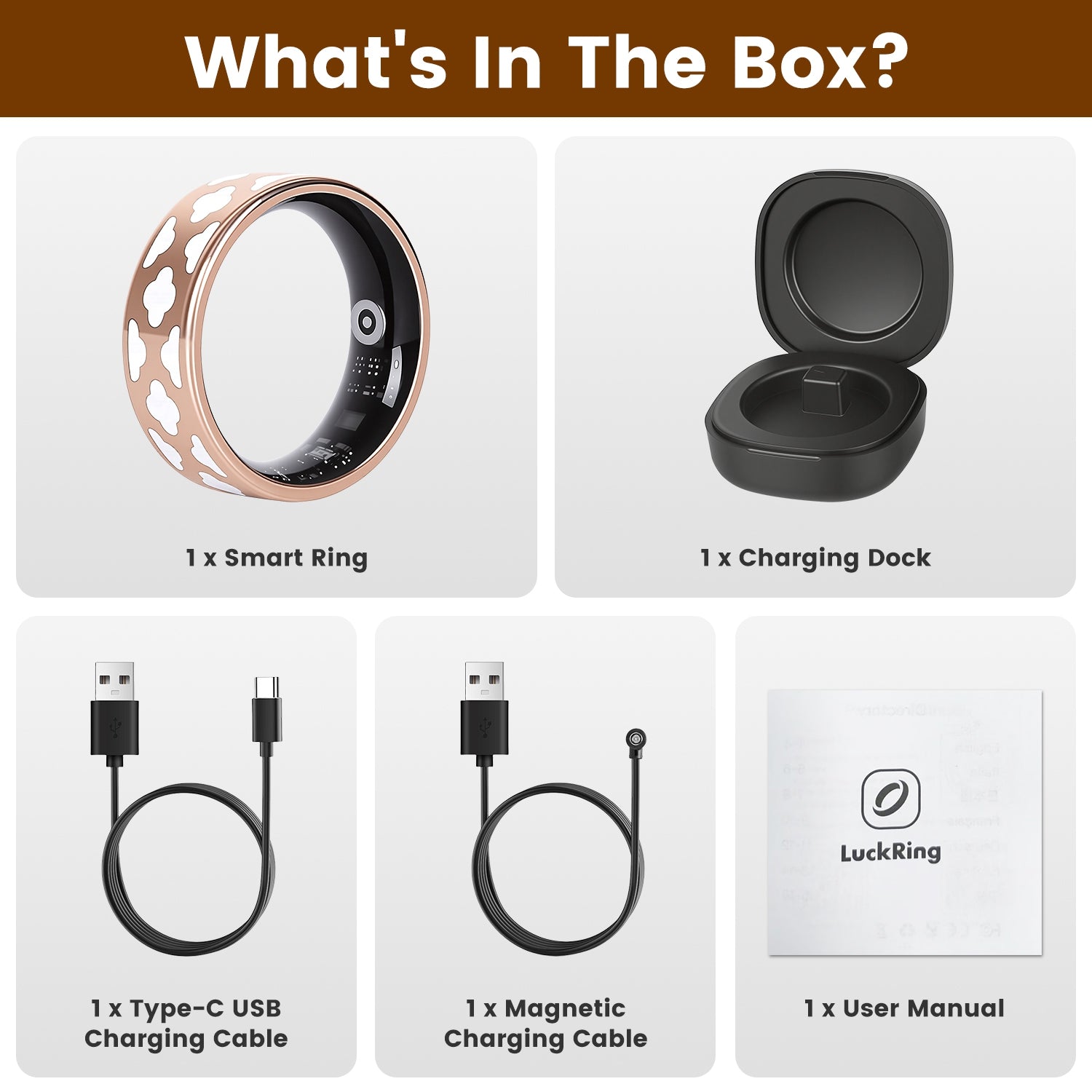 Smart Ring Health Tracker Fitness Sleep Stress HRV Tracker avec charge Cas magnétique Cha