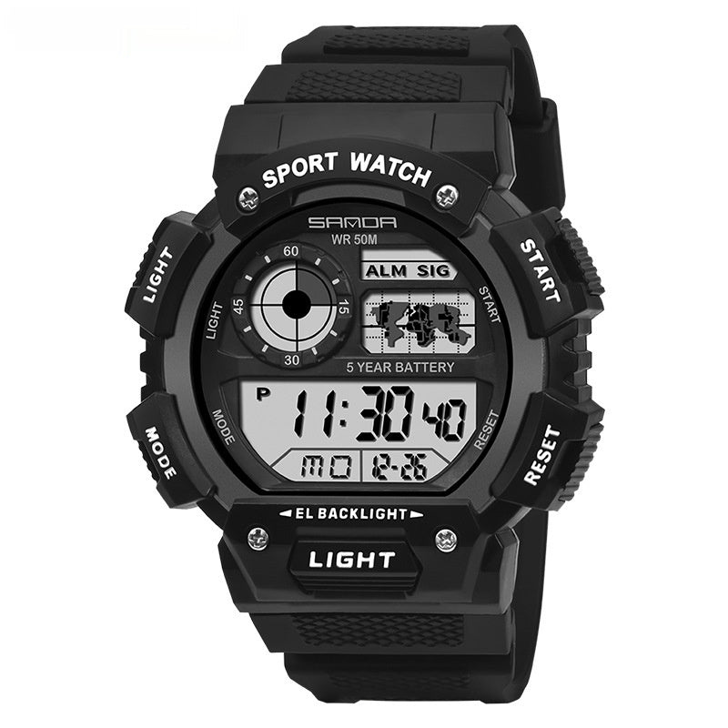 Multifonctionnel résistant à l'eau Lumineux montre numérique à affichage unique pour le sport