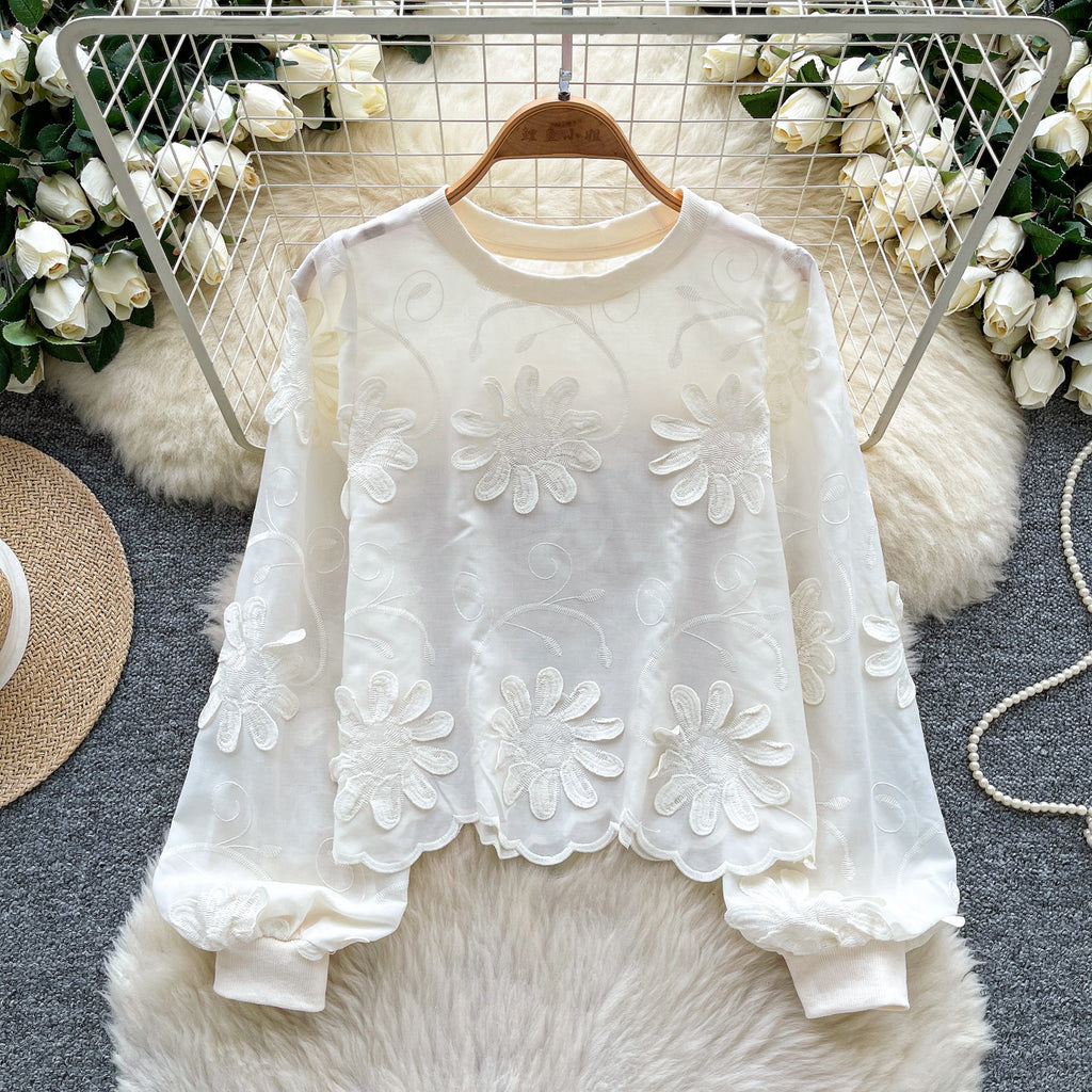 Retro Court style Puffed-sleeve Elegant Top