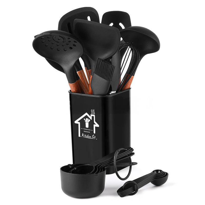Ensemble d'articles de cuisine en silicone 22 pièces en bois