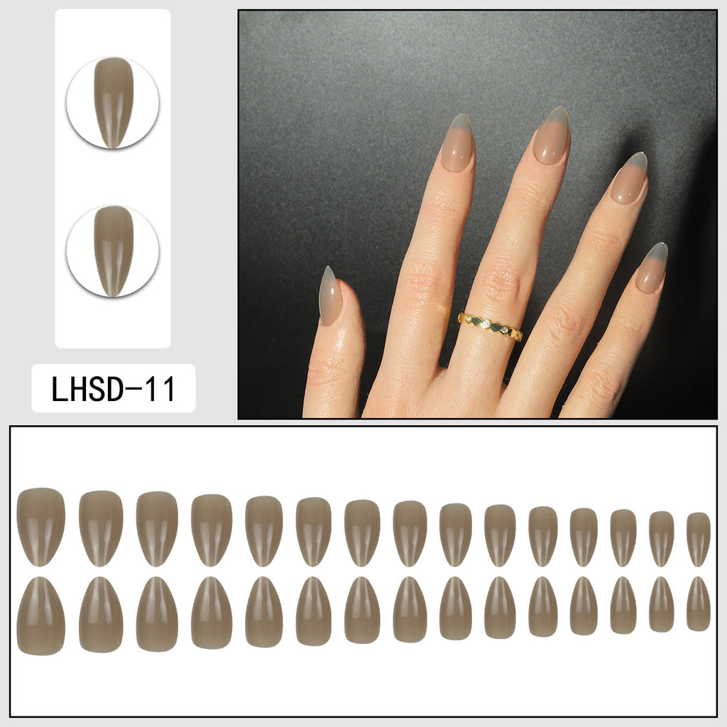 Femmes Glossy Portable Nails artificiels de couleur solide