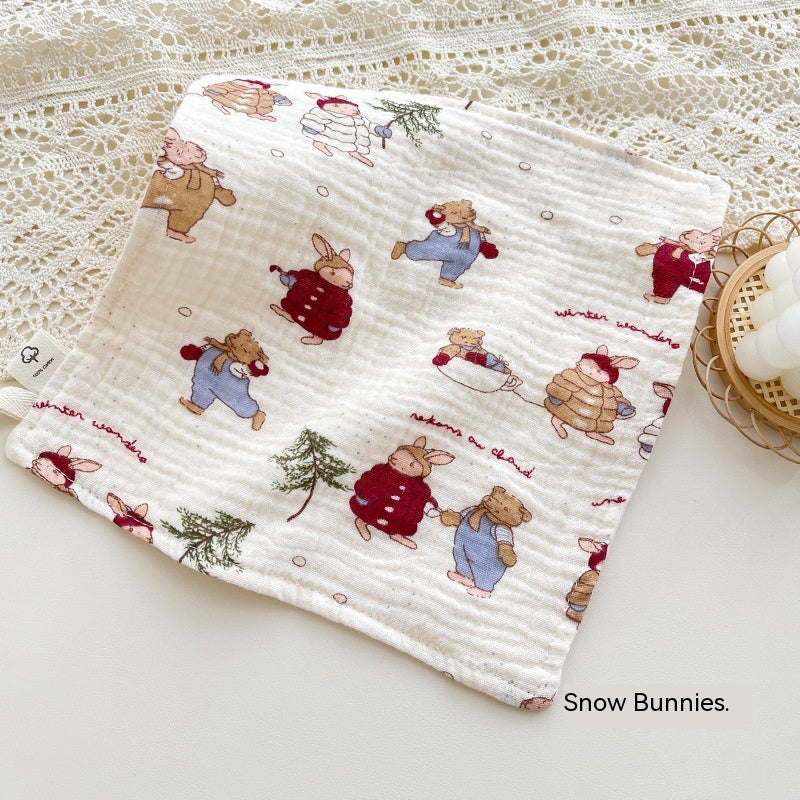 4 couches Gauze Baby Salive Serviette Floral Nouveau-né Baby Face Serviette mouchoir