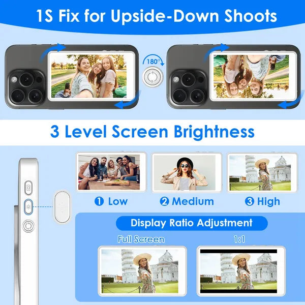 Vlog Selfie moniteur écran magnétique caméra arrière moniteur de téléphone sans fil Selfie moniteur
