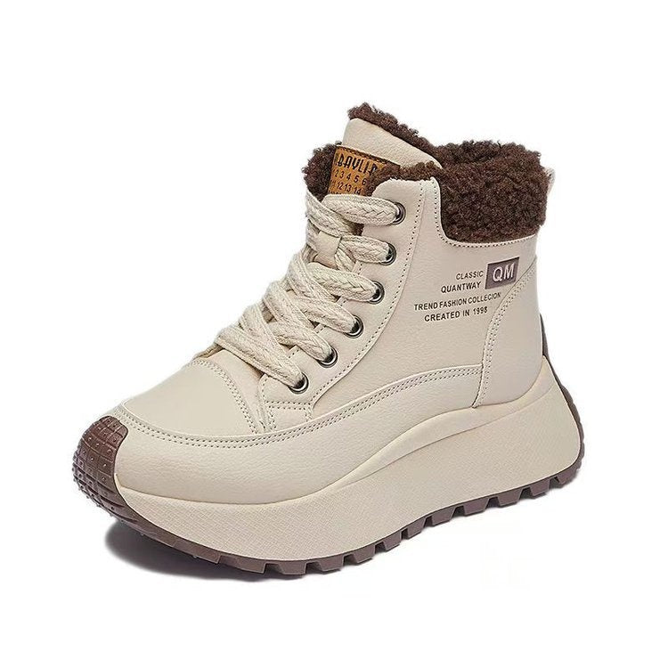 Chaussures haut de gamme en coton avec des semelles épaisses style papa pour l'hiver