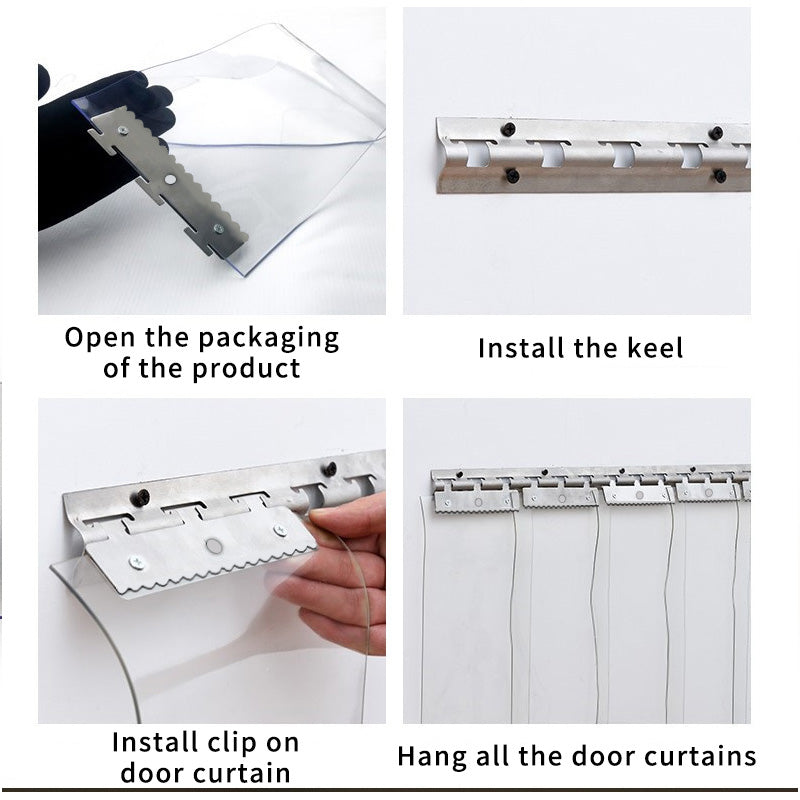 Rideau de porte à bande en PVC 7,87pouce Largeur 1,5mm Epaisseur 5Pcs Set Isolation de l'air froid Dustproo