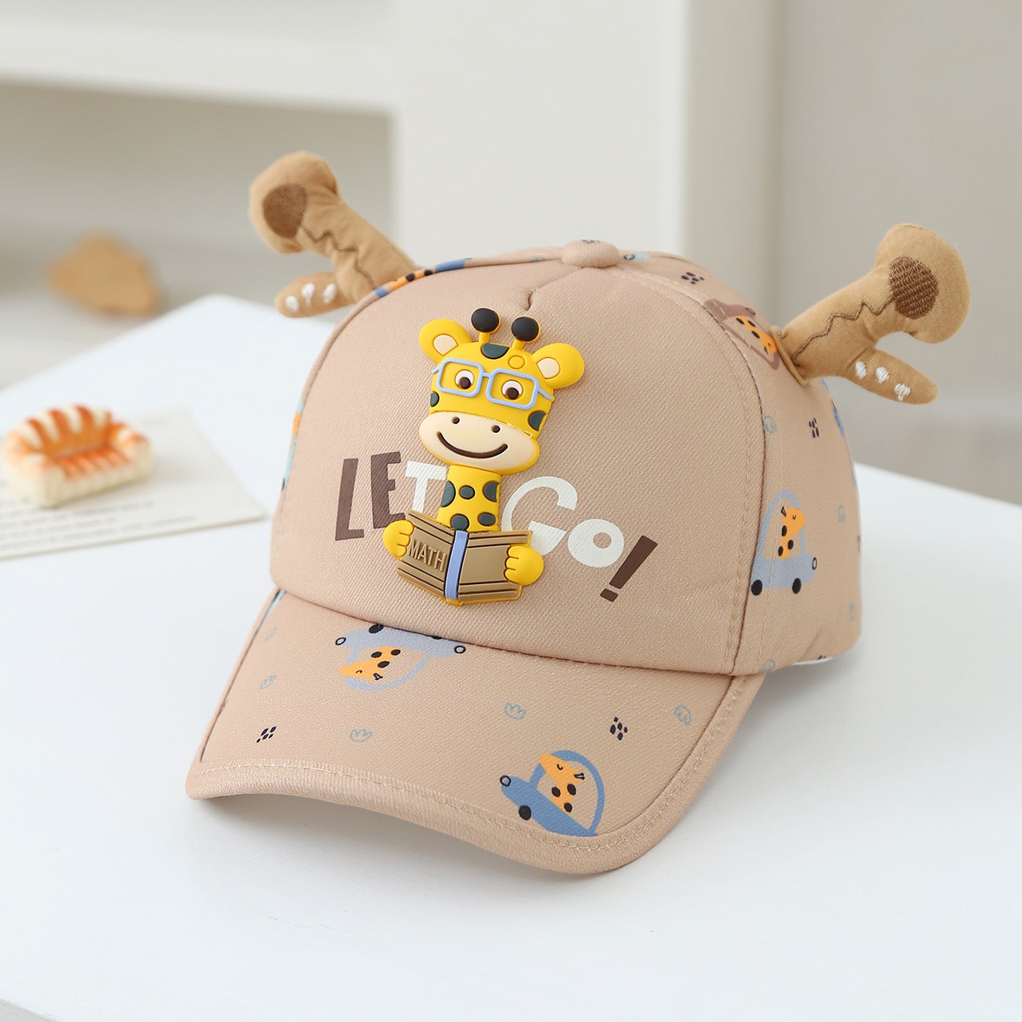 Cartoon en trois dimensions pour enfants Giraffe Imprimé Cute Antlers réglables mode B