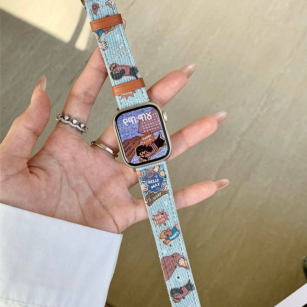 Bracelet de montre denim de dessin animé pour Smartwatches Bracelet IWatch