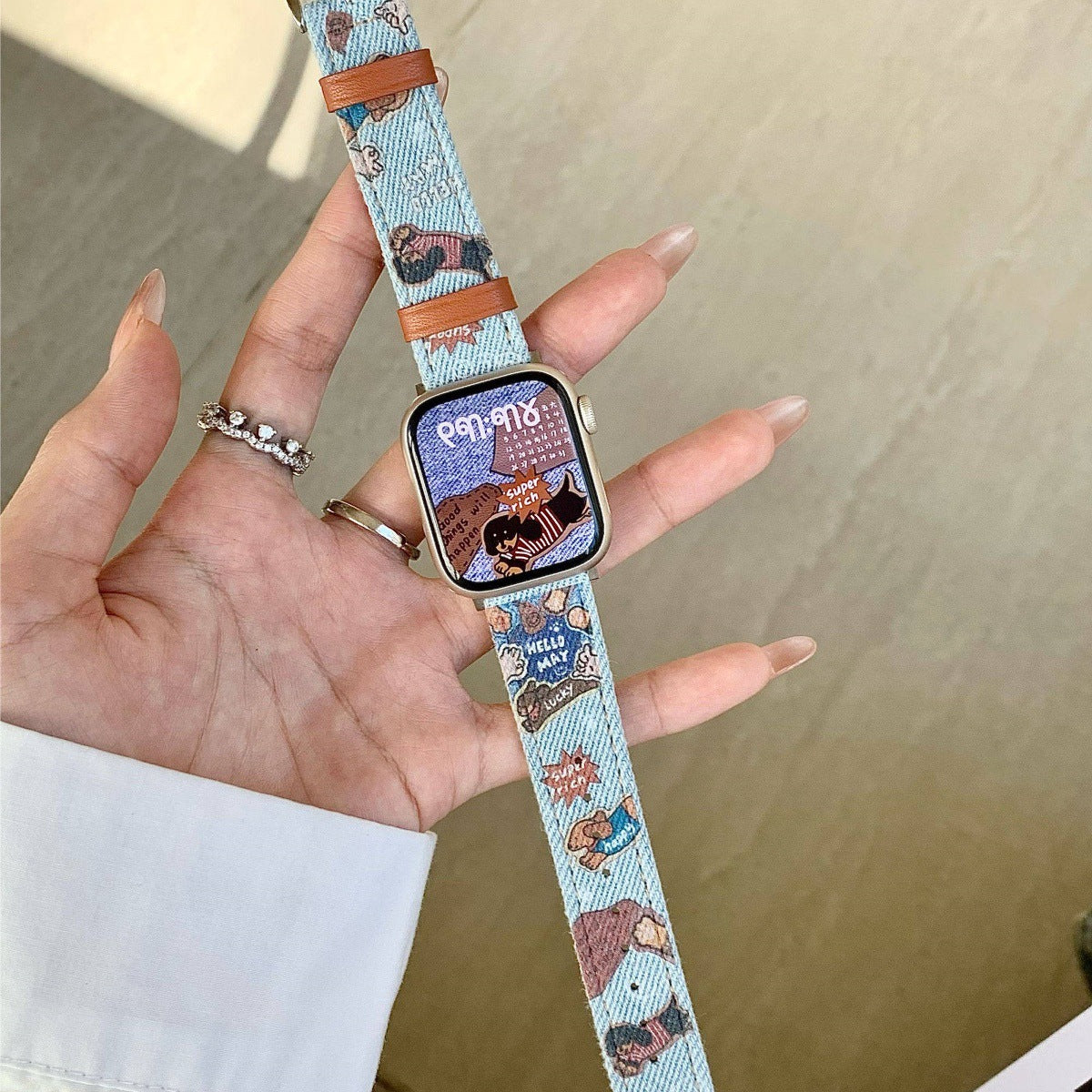 Bracelet de montre denim de dessin animé pour Smartwatches Bracelet IWatch
