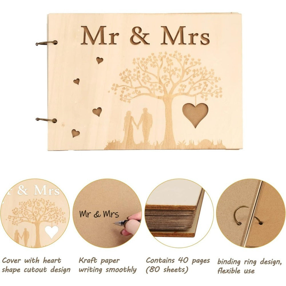 Mr. & Mrs. Livre d'or anniversaire de mariage - Livre d'or de mariage avec un arbre de coeur