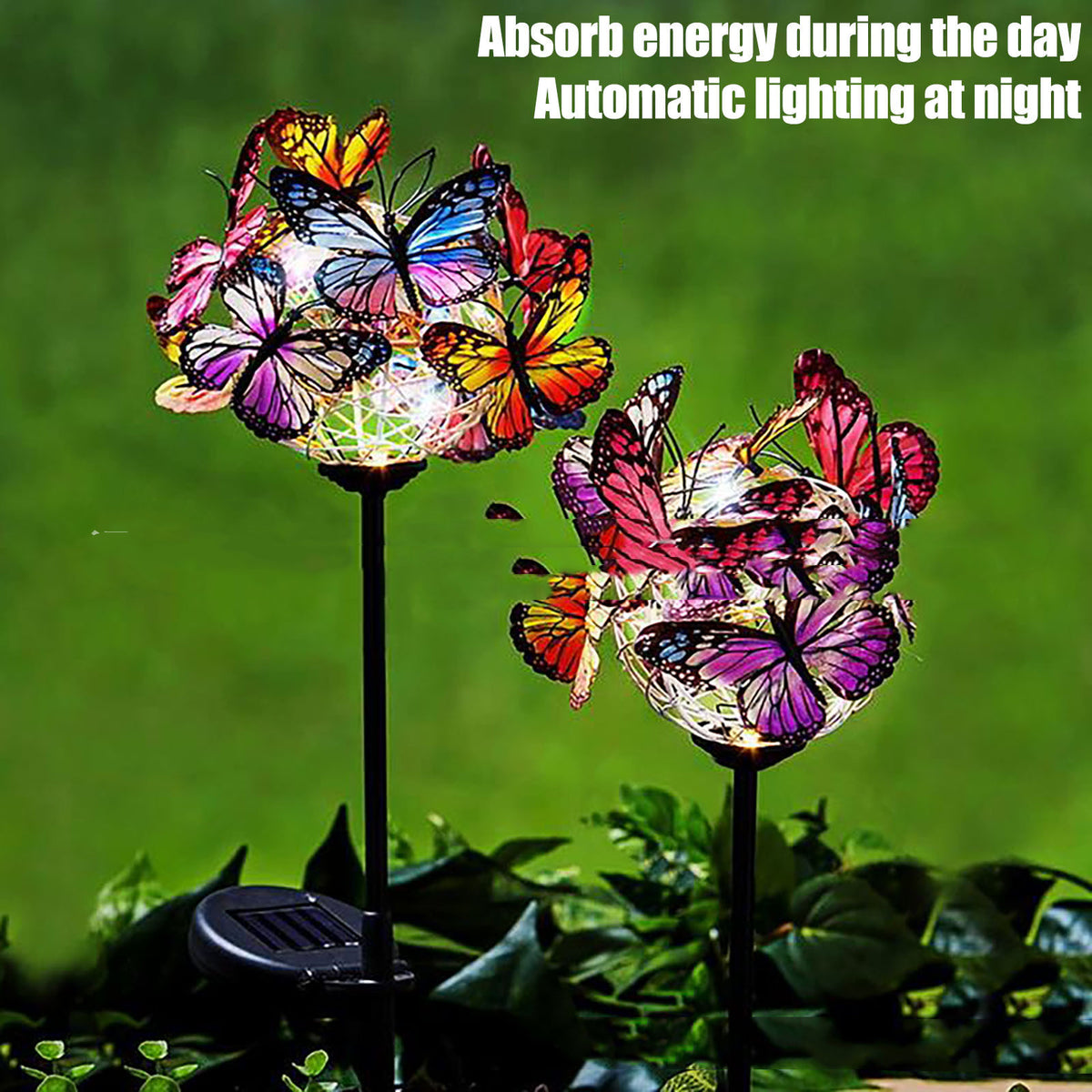 Lumière solaire imperméable en forme de papillon