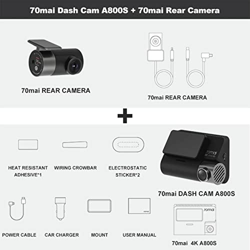 70mai A800S-1 4K Dash Cam Car DVR 24H Support moniteur de stationnement arrière ou caméra interne