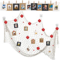 Jeu d'affichage photo du filet de pêche - 100x200 Cm Net avec clips cardiaques et cadre pour décoration murale - P
