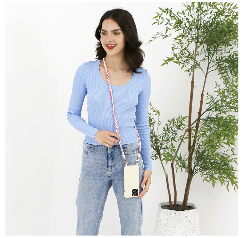Niche Crossbody Téléphone portable Charm Handmade Weave Vintage Style Pastoral Non-héritage Main