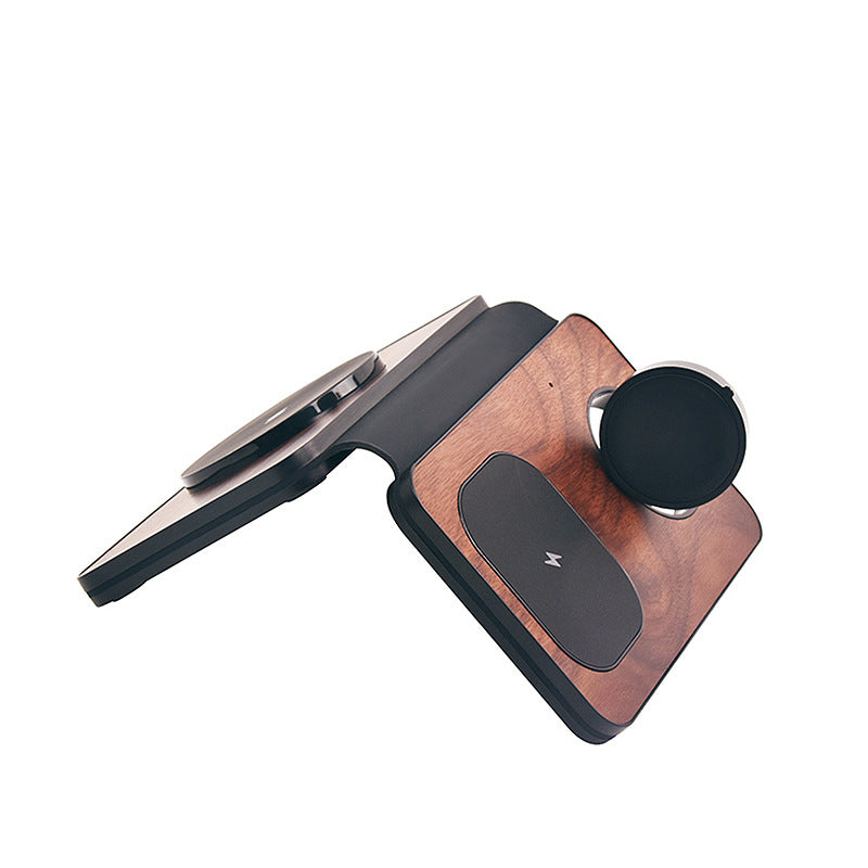 Chargeur sans fil magnétique à trois en un Walnut Chargeur sans fil pliable portable